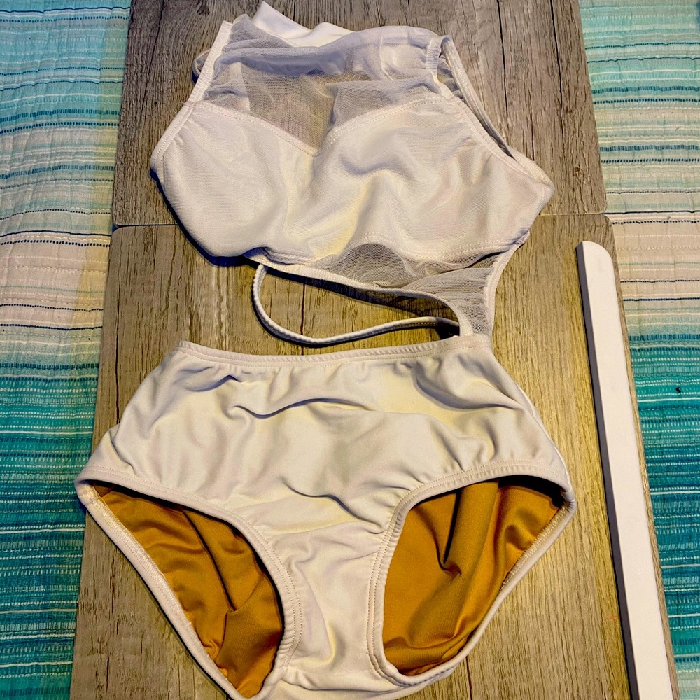 AA dance costumes SIGNATURE white leotard.